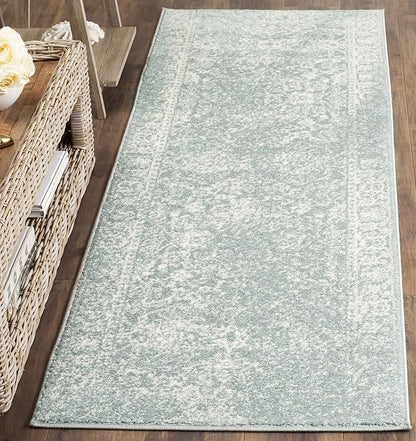 SAFAVIEH Adirondack Collection Runner Rug - 2'6" x 8', Slate & Ivory, Distressed Vintage Floral Design, Non-Shedding & Easy to Clean, Ideal for Hallway, Foyer, Entryway, Bedroom (ADR109T)