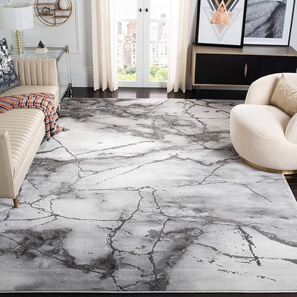 SAFAVIEH Craft Collection Area Rug - 6'7" x 9', Grey & Silver, Modern Abstract Design, Non-Shedding & Easy Care, Ideal for High Traffic Areas in Living Room, Bedroom (CFT877G)