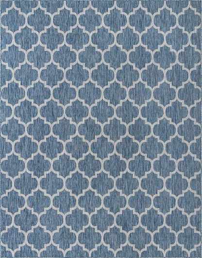 Unique Loom Outdoor Trellis Collection Area Rug (10' x 14' 1" Rectangle, Navy Blue/ Ivory)