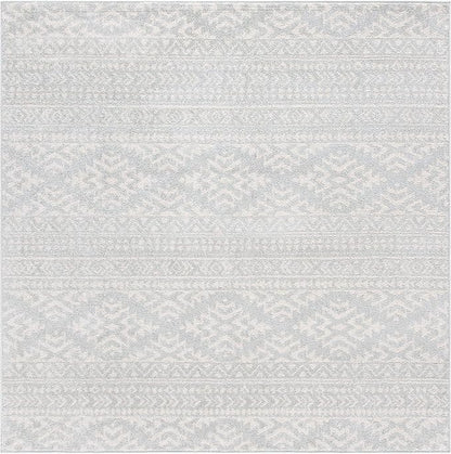 SAFAVIEH Tulum Collection Area Rug - 8' Square, Light Grey & Ivory, Moroccan Boho Tribal Design, Non-Shedding & Easy to Clean, Ideal for Living Room, Bedroom, Dining Space (TUL272F)