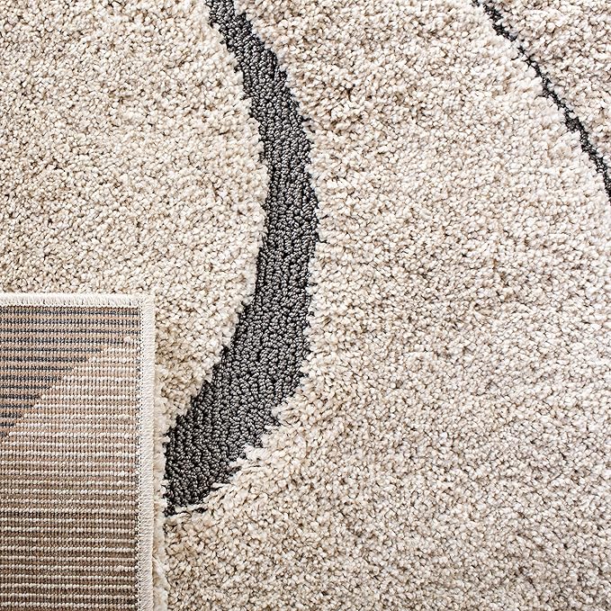 SAFAVIEH Florida Shag Collection Runner Rug - 2'3" x 13', Cream & Grey, Non-Shedding & Easy Care, 1.2-inch Thick Ideal for High Traffic Areas in Living Room, Bedroom (SG471-1180)