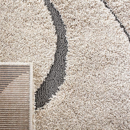 SAFAVIEH Florida Shag Collection Runner Rug - 2'3" x 13', Cream & Grey, Non-Shedding & Easy Care, 1.2-inch Thick Ideal for High Traffic Areas in Living Room, Bedroom (SG471-1180)