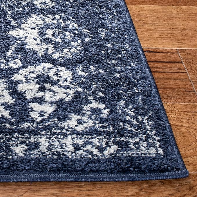 SAFAVIEH Area Rug 6x9 - Adirondack Collection - Navy & Ivory, Distressed Vintage Floral Design, Non-Shedding & Easy to Clean, Ideal for Living Room, Bedroom, Dining Space (ADR109N)
