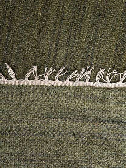 Rugsotic Carpets Hand Woven Flat Weave Kilim Wool 6'x9' Area Rug Solid Olive D00111