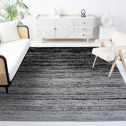 SAFAVIEH Adirondack Collection Area Rug - 12' Square, Silver & Black, Modern Ombre Design, Non Shedding & Easy to Clean, Ideal for Living Room, Bedroom, Office, Dining Space (ADR113A)