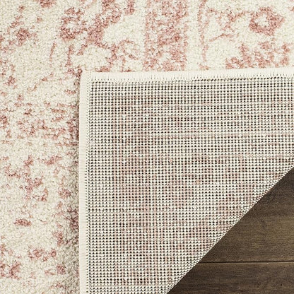 SAFAVIEH Adirondack Collection Area Rug - 7' Square, Ivory & Rose, Distressed Vintage Floral Design, Non-Shedding & Easy to Clean, Ideal for Living Room, Bedroom, Dining Space (ADR109H)