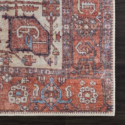 Bloom Rugs Washable Non-Slip 10x14 Rug - Red/Orange/Beige Traditional Oriental Area Rug for Living Room, Bedroom, Dining Room, and Kitchen - Exact Size: 10' x 14'