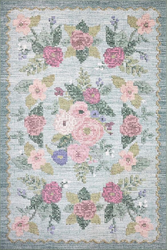 Loloi Rifle Paper Co. Rosa Collection RSA-02 Sky 8'-4" x 11'-6" Area Rug