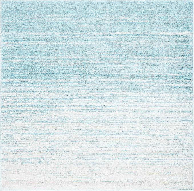 SAFAVIEH Adirondack Collection Area Rug - 6'7" Square, Aqua & Ivory, Modern Ombre Design, Non Shedding & Easy to Clean, Ideal for Living Room, Bedroom, Office, Dining Space (ADR113J)