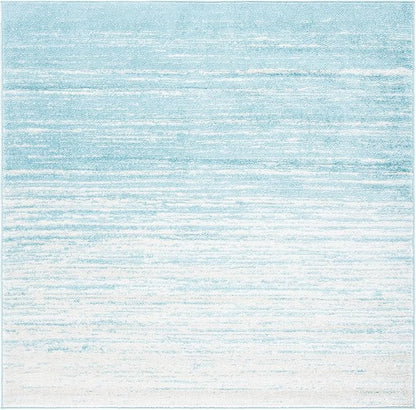 SAFAVIEH Adirondack Collection Area Rug - 6'7" Square, Aqua & Ivory, Modern Ombre Design, Non Shedding & Easy to Clean, Ideal for Living Room, Bedroom, Office, Dining Space (ADR113J)
