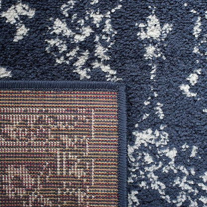 SAFAVIEH Area Rug 6x9 - Adirondack Collection - Navy & Ivory, Distressed Vintage Floral Design, Non-Shedding & Easy to Clean, Ideal for Living Room, Bedroom, Dining Space (ADR109N)