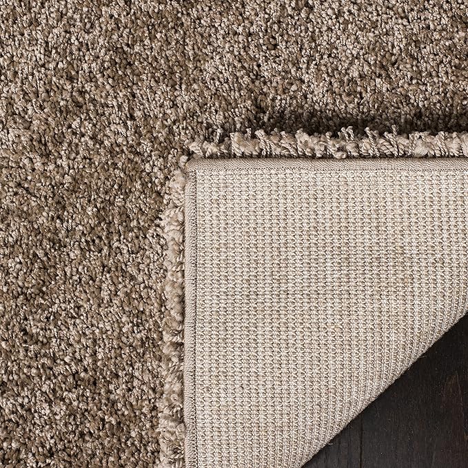 SAFAVIEH Milan Shag Collection Area Rug - 8' Square, Dark Beige, Solid Design, Plush 1.8-inch Thick, Non-Shedding, Ideal for High Traffic Areas in Living Room, Bedroom, Dining Room (SG180-1414-8SQ)