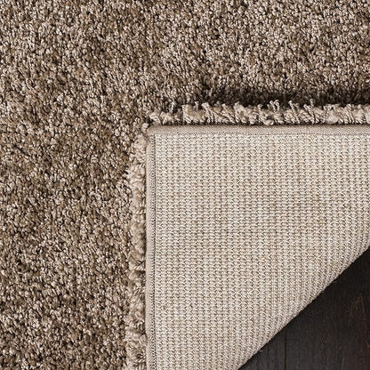 SAFAVIEH Milan Shag Collection Area Rug - 8' Square, Dark Beige, Solid Design, Plush 1.8-inch Thick, Non-Shedding, Ideal for High Traffic Areas in Living Room, Bedroom, Dining Room (SG180-1414-8SQ)